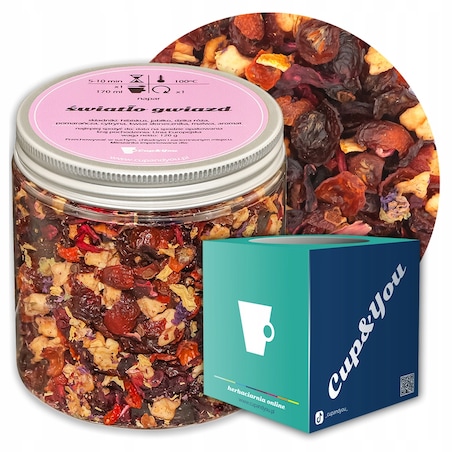 Herbata owocowa ŚWIATŁO GWIAZD o jabłkowym smaku z nutą owoców egzotycznych - herbata liściasta sypana mieszanka napar susz - gotowa na prezent upominek