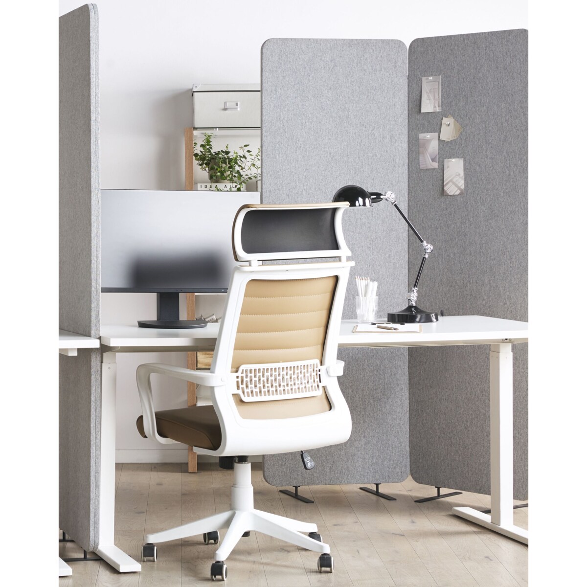 Przegroda biurkowa 184 x 184 cm Jasnoszary STANDI