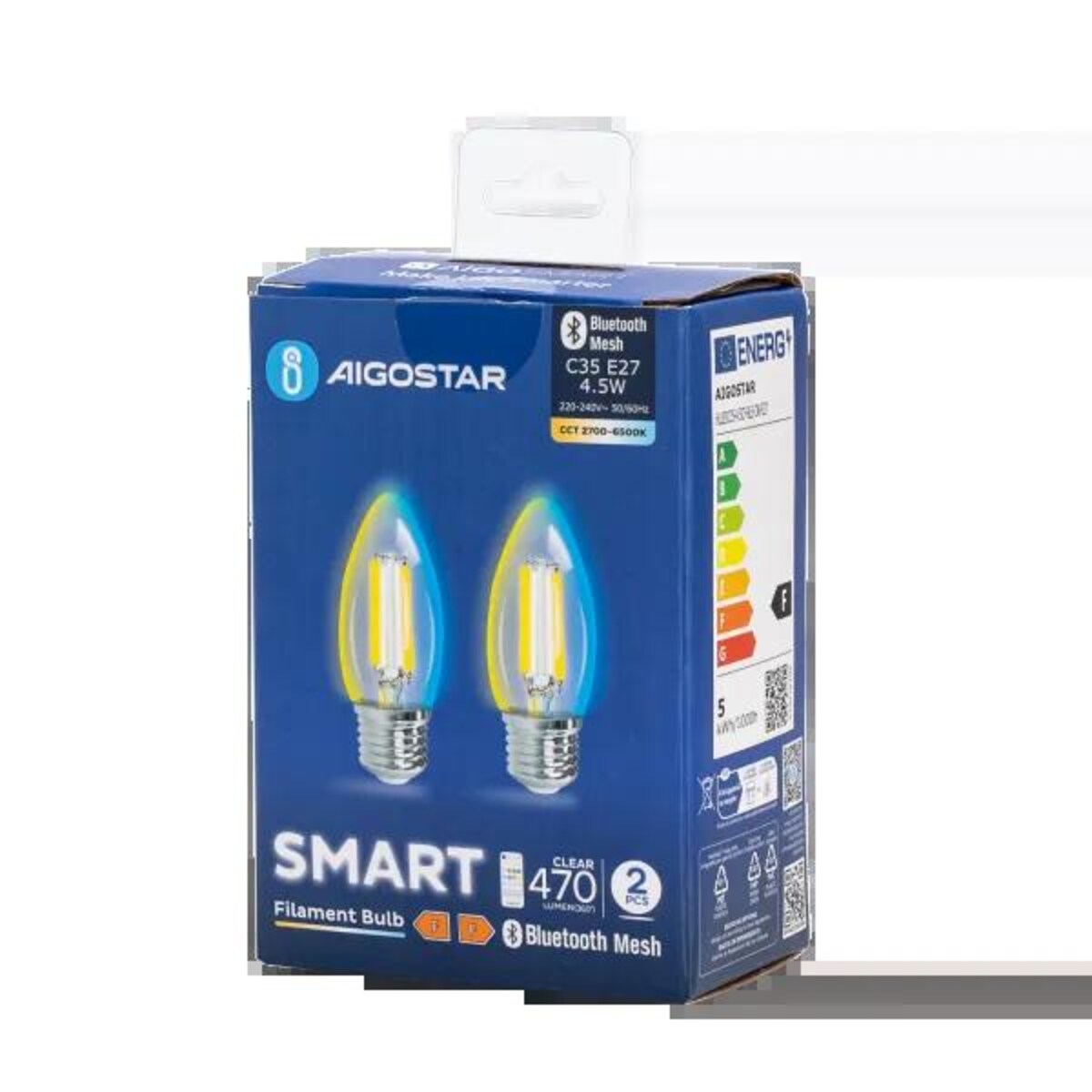 inteligentna żarówka bluetooth mesh c35 4.5w cct 2 szt. ,z pilotem