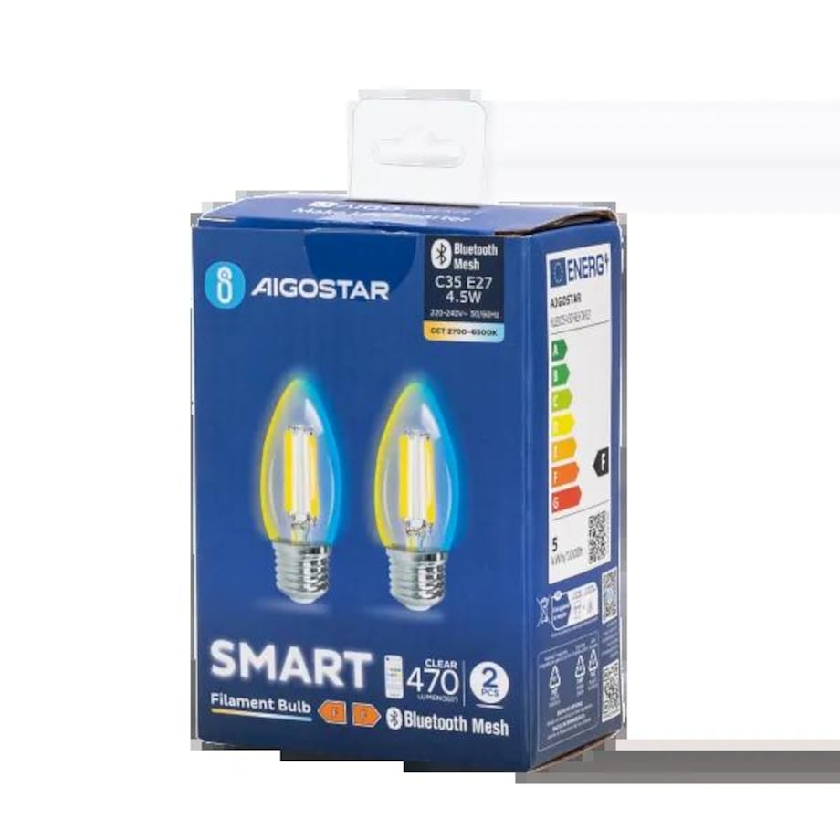 inteligentna żarówka bluetooth mesh c35 4.5w cct 2 szt. ,z pilotem