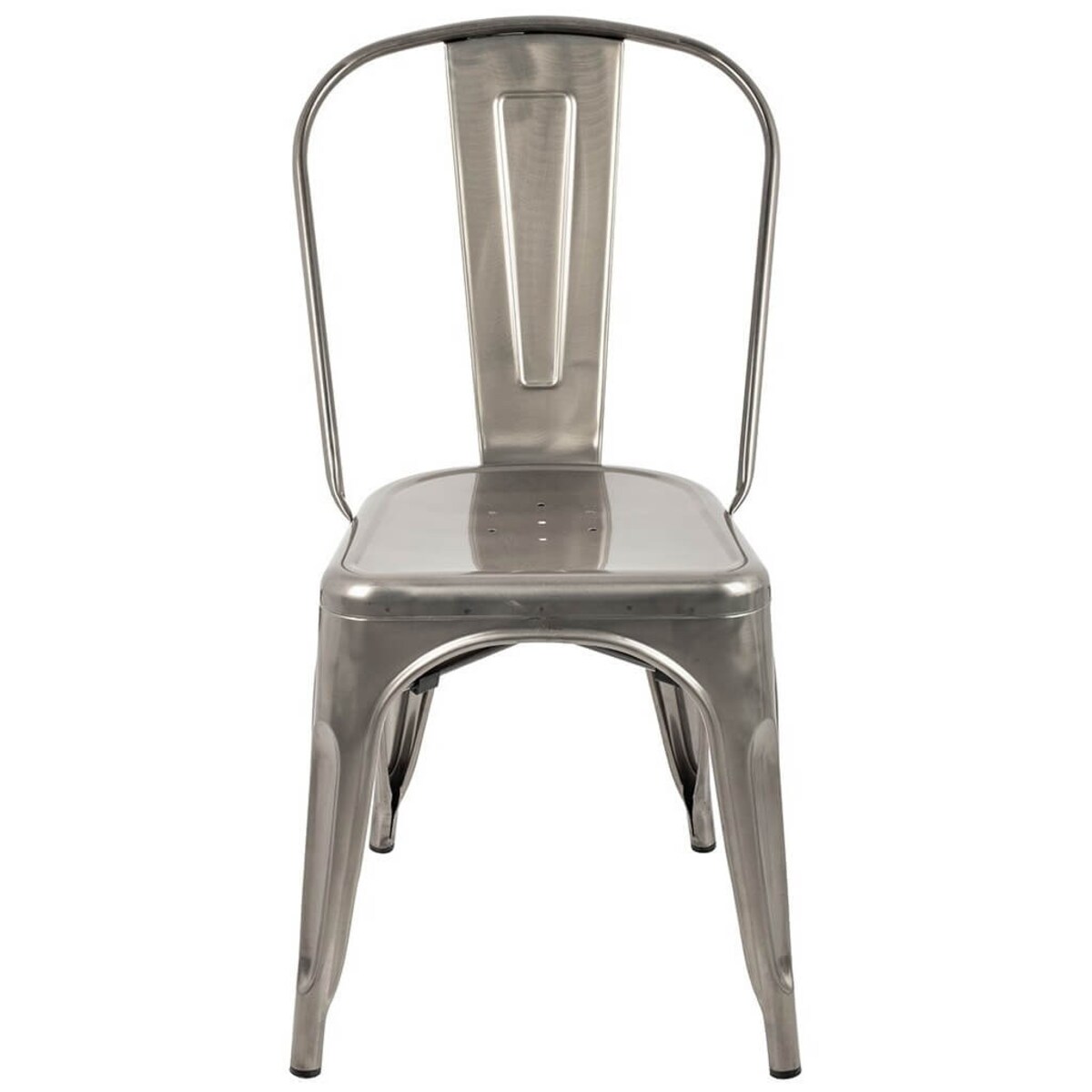 Nowoczesne krzesło srebrne Tower z lakierowanego metalu