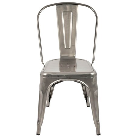 Nowoczesne krzesło srebrne Tower z lakierowanego metalu