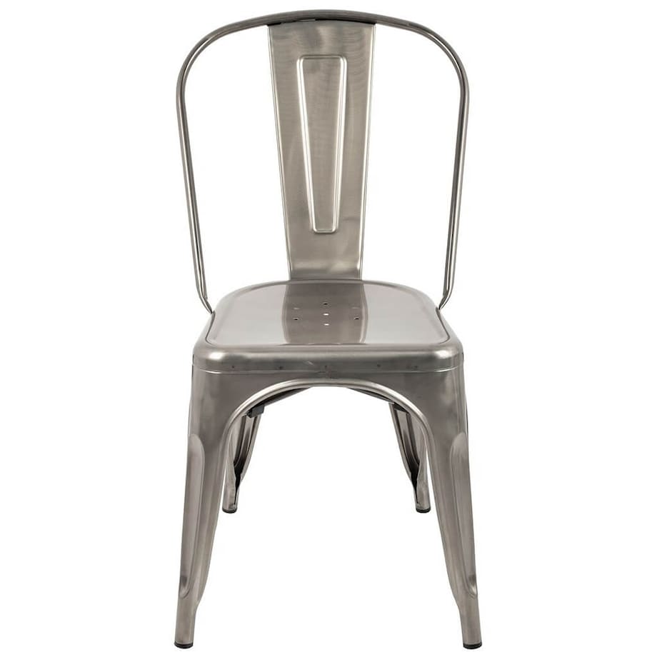 Nowoczesne krzesło srebrne Tower z lakierowanego metalu