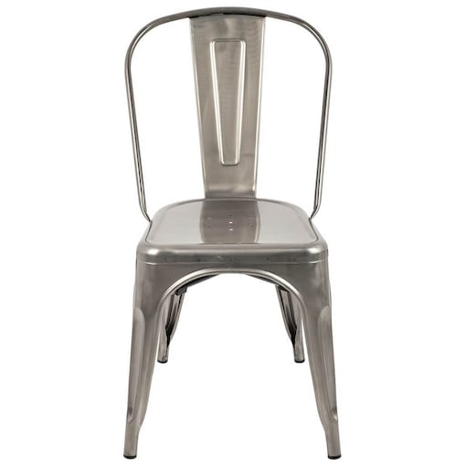 Nowoczesne krzesło srebrne Tower z lakierowanego metalu