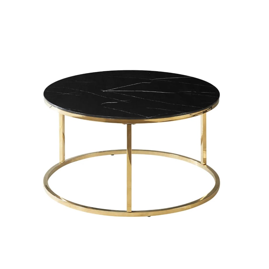 Ława SABINE 80x80 czarny marmur/złota