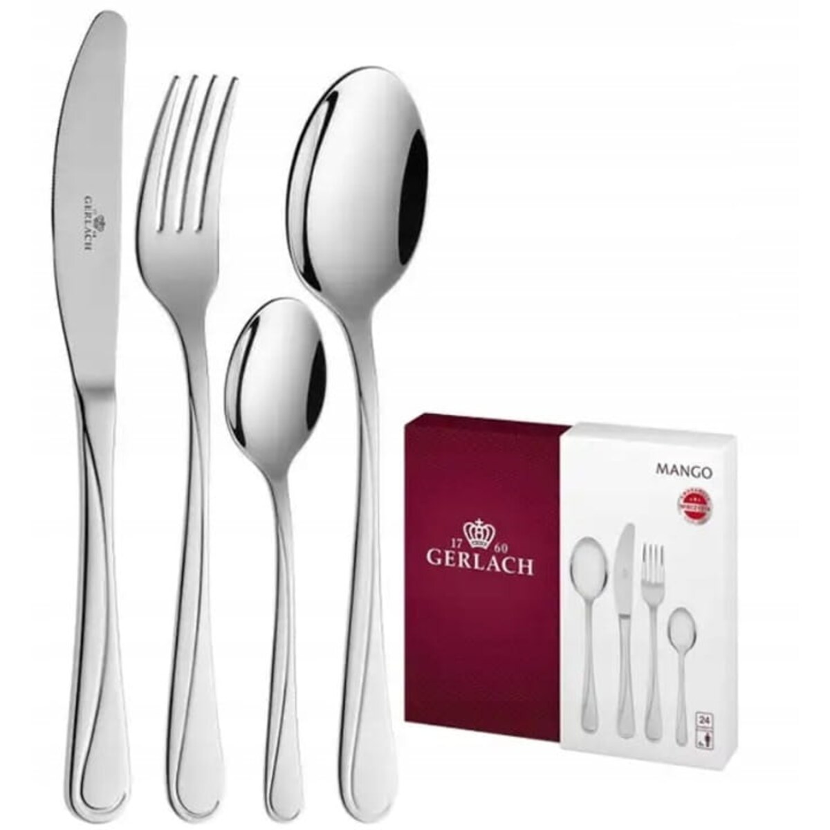 KOMPLET 24 SZTUĆCÓW POŁYSK 6 OSÓB ZESTAW GERLACH MANGO