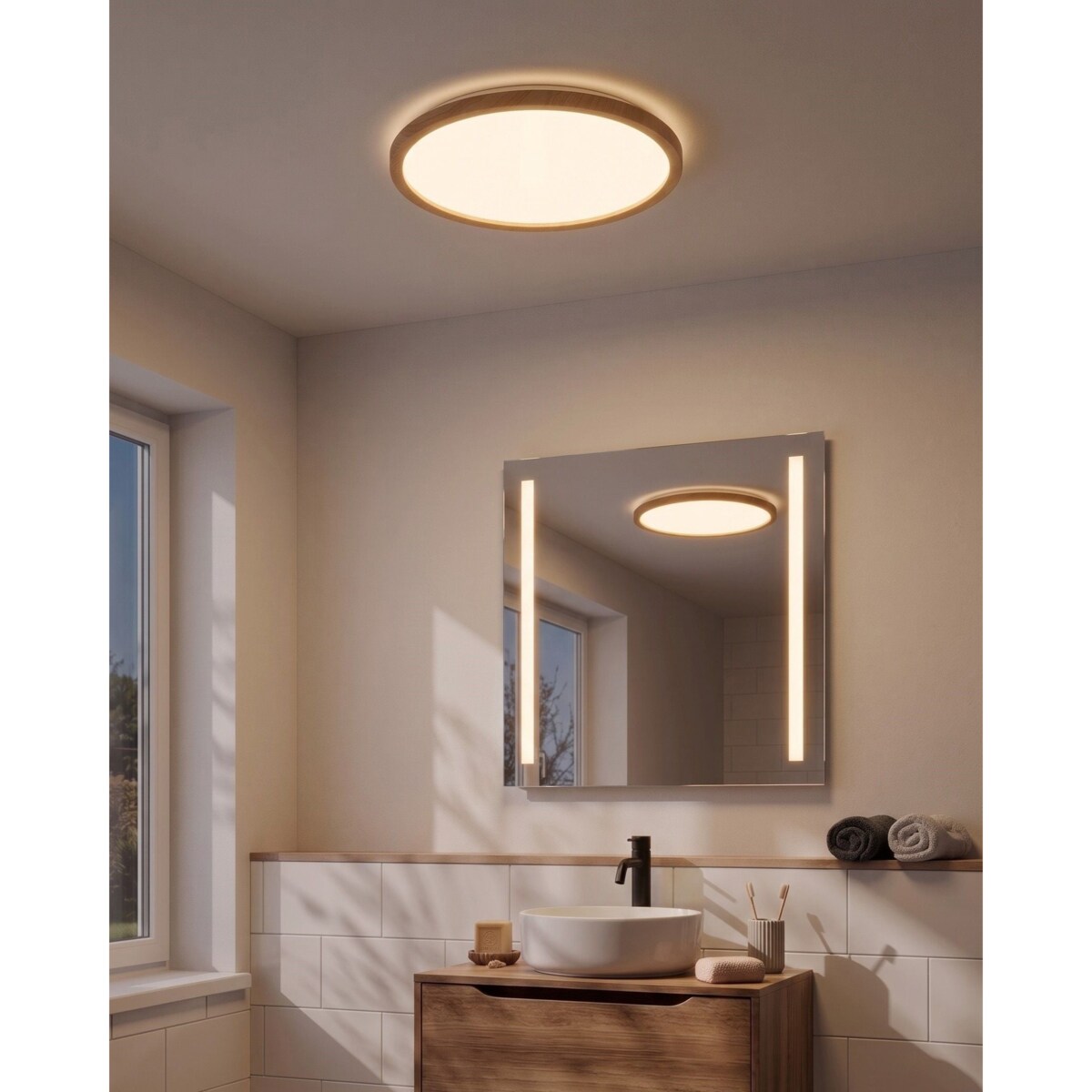 Lampa sufitowa LED VELORA Z pilotem Ze ściemniaczem Jasnobrązowy