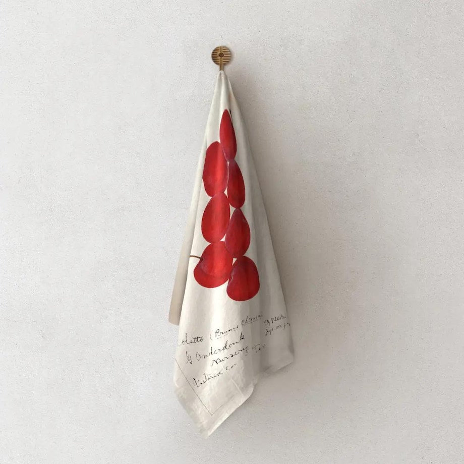 Lniany ręcznik kuchenny - jabłka