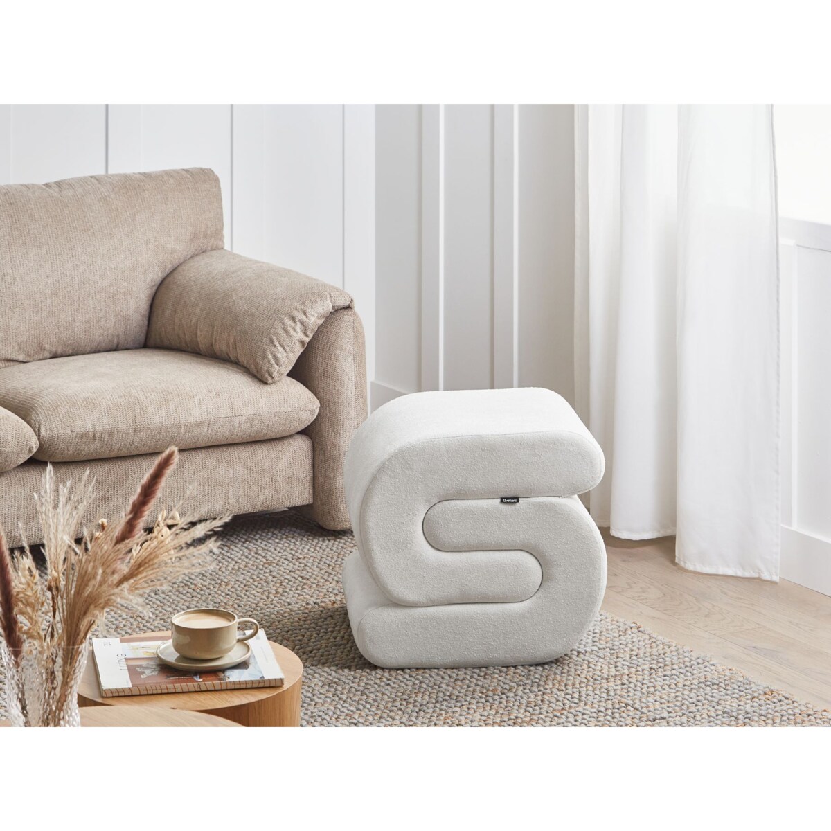 Puf ARCADIA Szenil Złamana biel 45 cm 50 cm 48 cm