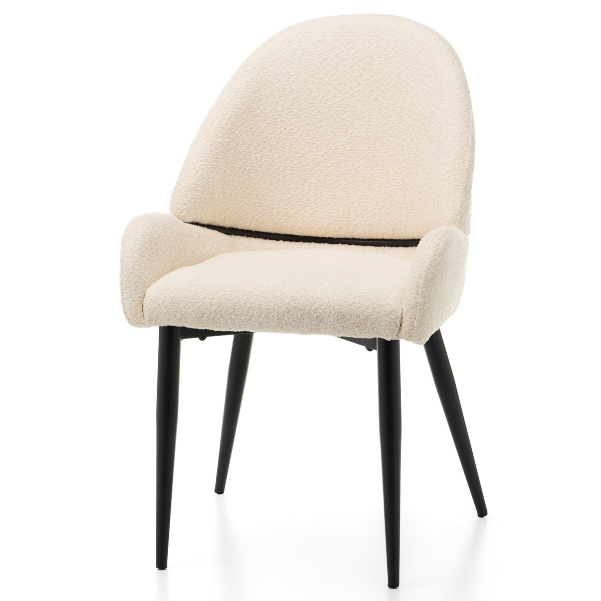 Krzesło tapicerowane boucle do salonu BERGAMO jasnobeżowe