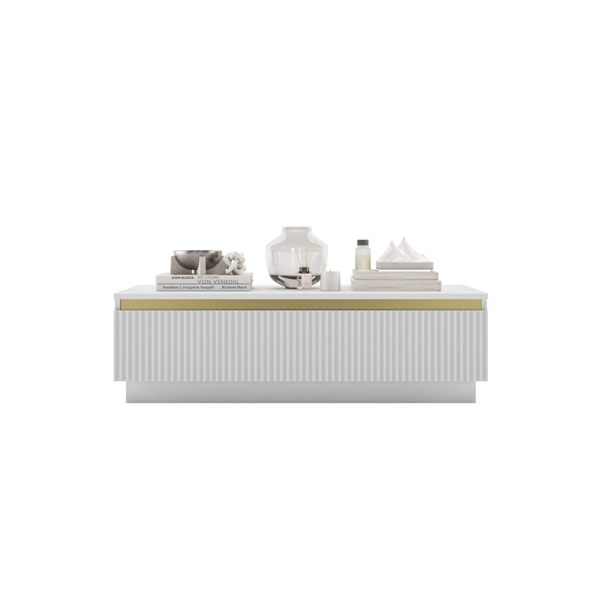 Nowoczesny Stolik kawowy Glamour prostokątny elegancka ława Biały Mat 109 cm