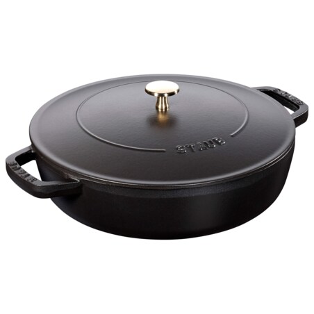 Głęboka patelnia do duszenia z pokrywką Staub - 28 cm, Czarny
