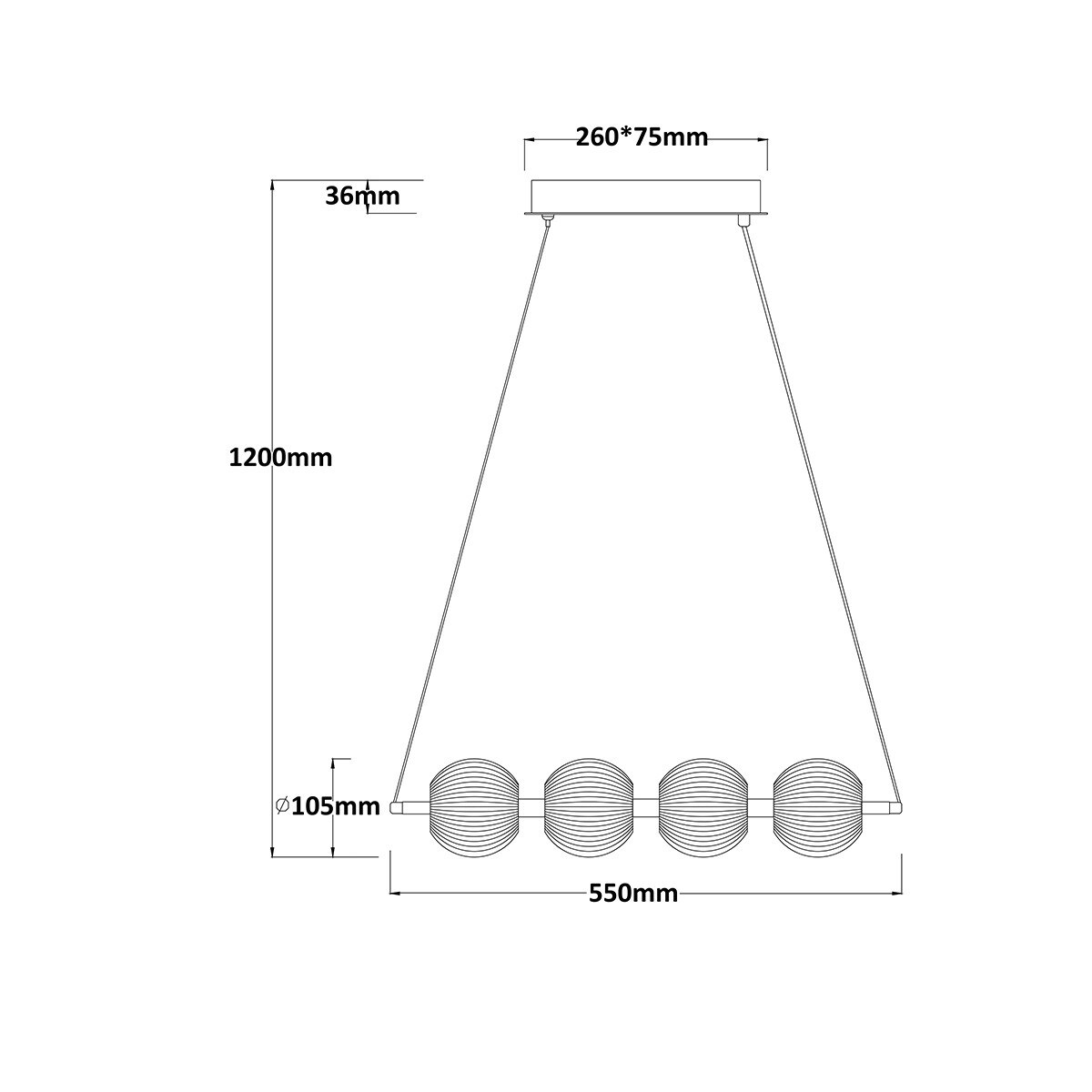 Lampa sufitowa wisząca Light Prestige Brillant złoty LED CCT 3000K/4000K/6000K (regulowana) 1 szt.