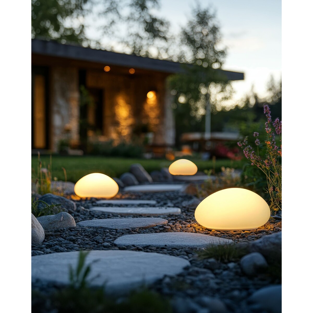 Zestaw 3 lampek dekoracyjnych zewnętrznych LED FARALLON 18 cm Z pilotem Biały