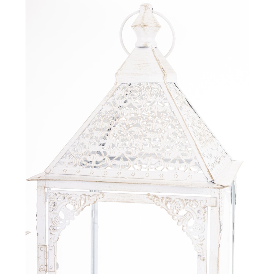 Komplet 2 lampionów metalowych białych BLANKU 48/64 x 17/22 cm