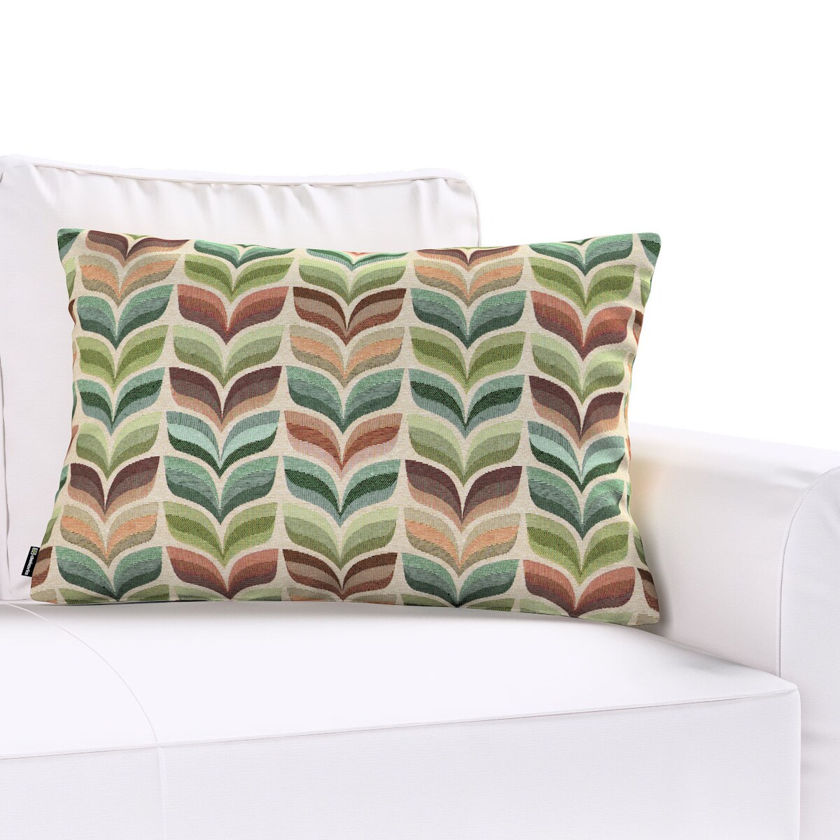 Poszewka Kinga na poduszkę prostokątną 47x28 zielono-beżowy motyw roślinny