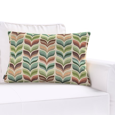 Poszewka Kinga na poduszkę prostokątną 47x28 zielono-beżowy motyw roślinny
