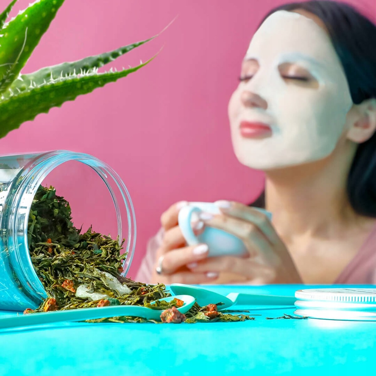 Herbata zielona CUDOWNA SPIRULINA o smaku słodkiego aloesu PREMIUM Cup&You - herbata liściasta sypana mieszanka napar susz - gotowa na prezent upominek