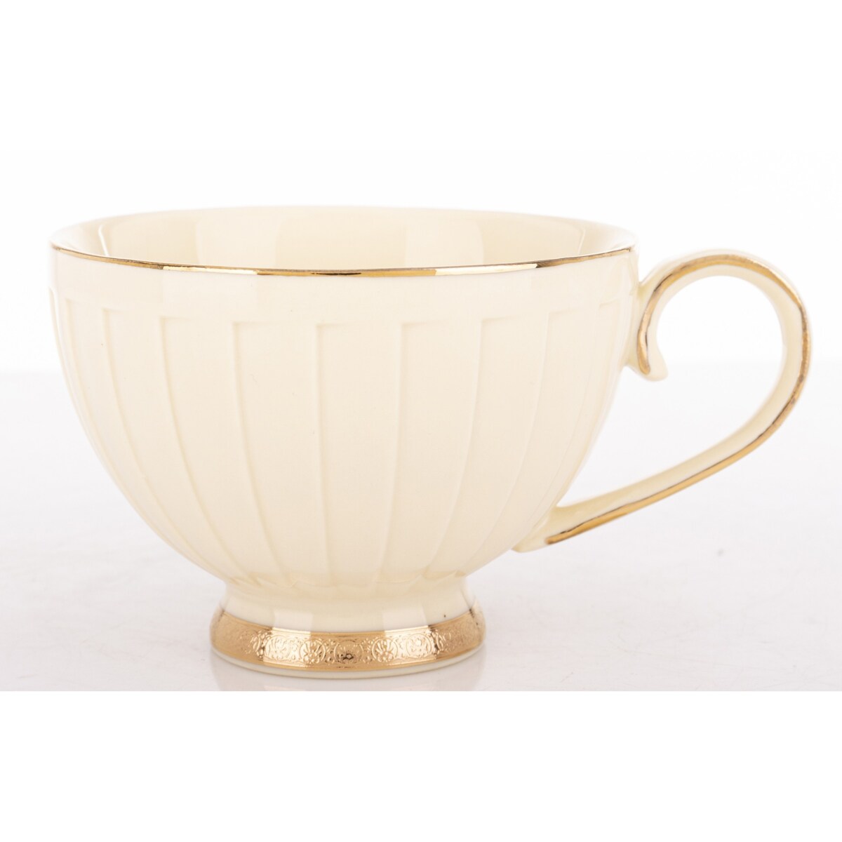 Filiżanka 7x9,5x12,5 cm 220 ml ze spodkiem Ø 16,5 cm TASSE ecru i złoty