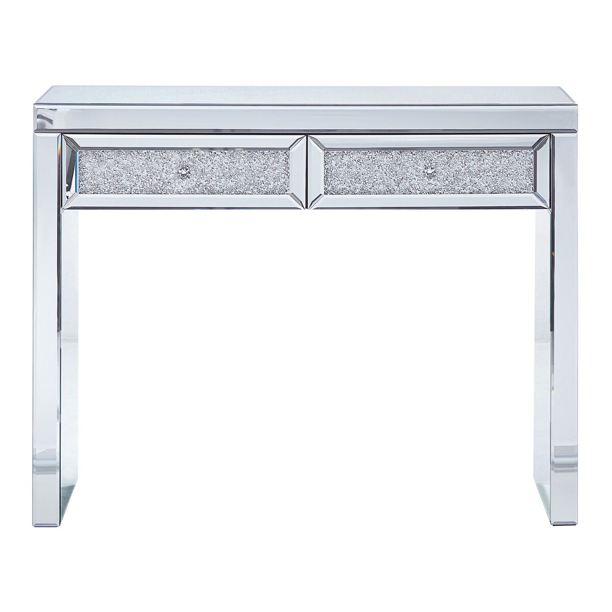 Konsola 2 szuflady lustrzana srebrna TILLY