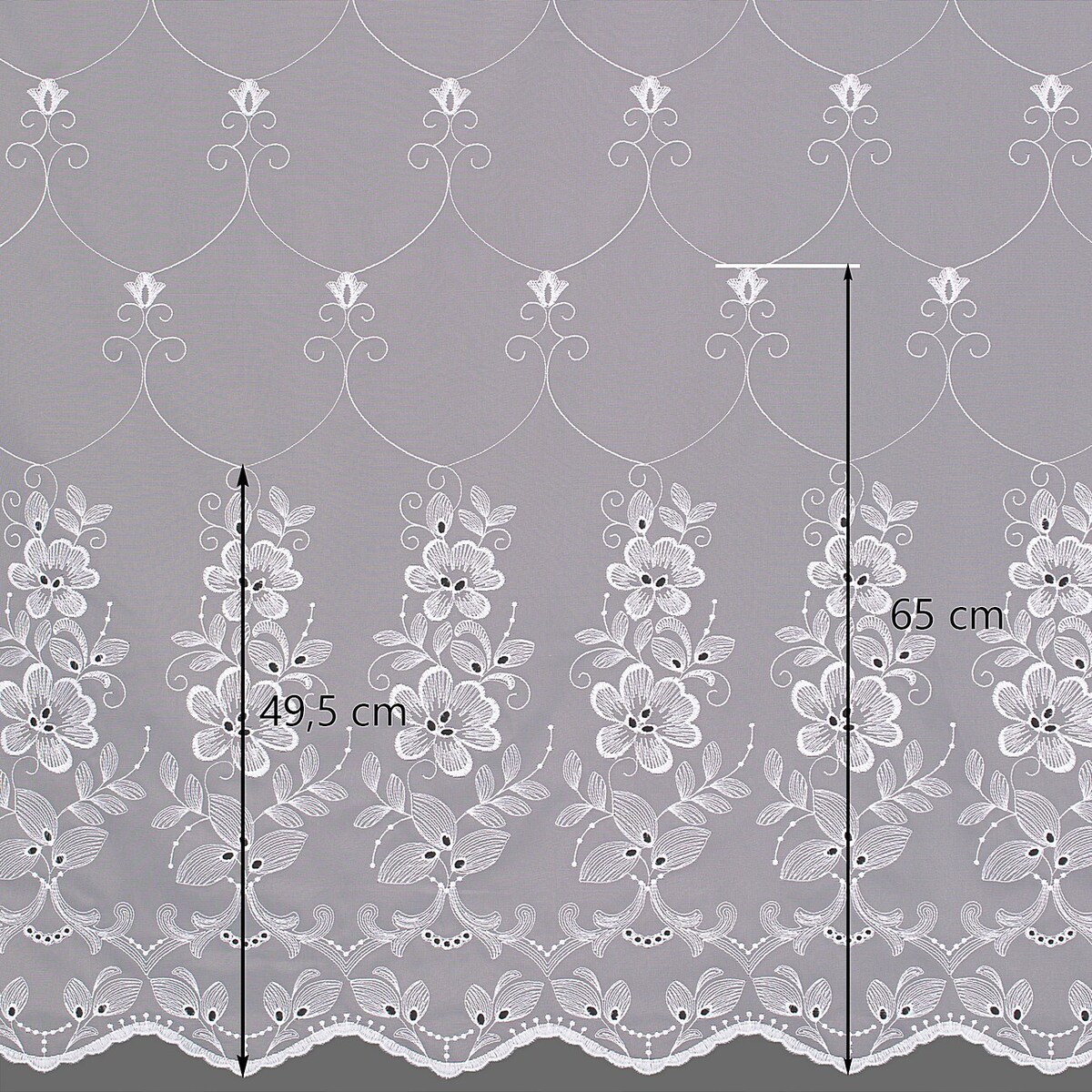 Firana na haczykach flex podwójnych 300x245 biały ze wzorem