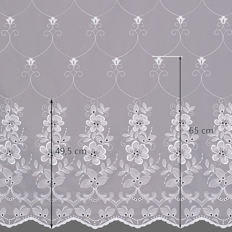 Firana na haczykach flex podwójnych 300x245 biały ze wzorem