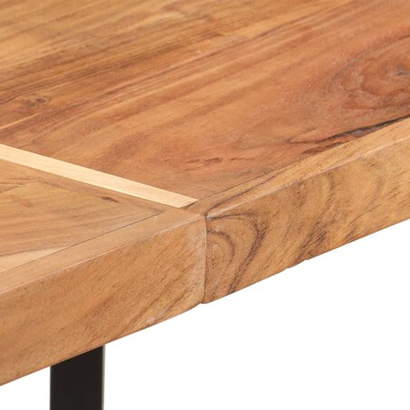 vidaXL Stolik barowy, 150x70x107 cm, lite drewno akacjowe i żelazo