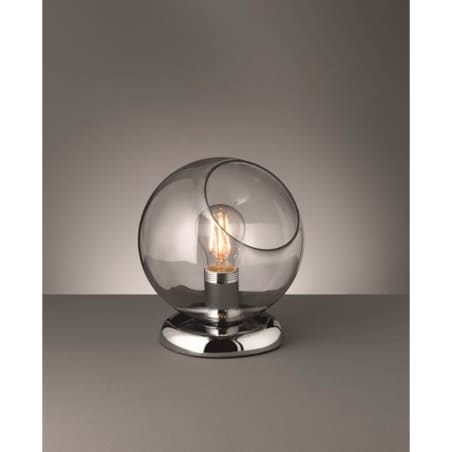 Stołowa LAMPA stojąca R50071054 nocna LAMPKA szklana kula ball chrom przydymiona