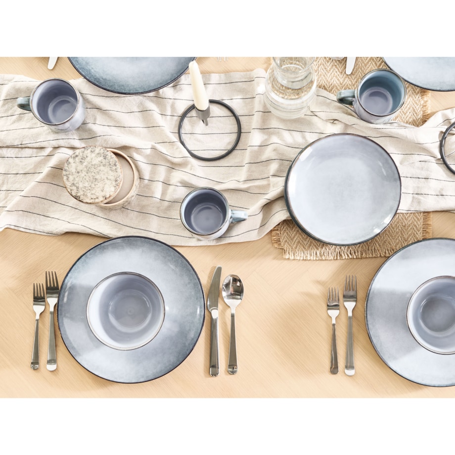 Zestaw 8 dużych talerzy JUNIPER Kamionka Błękitny