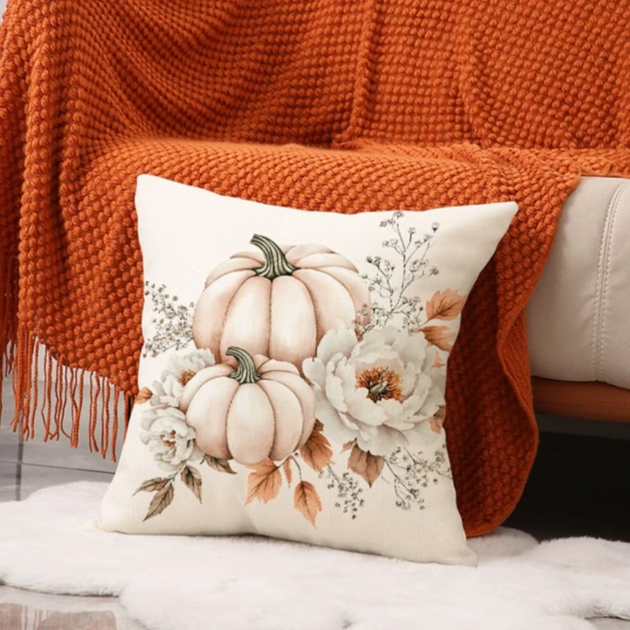 Poszewka na poduszkę 45x45cm piękny druk jesień, dynie - POD239