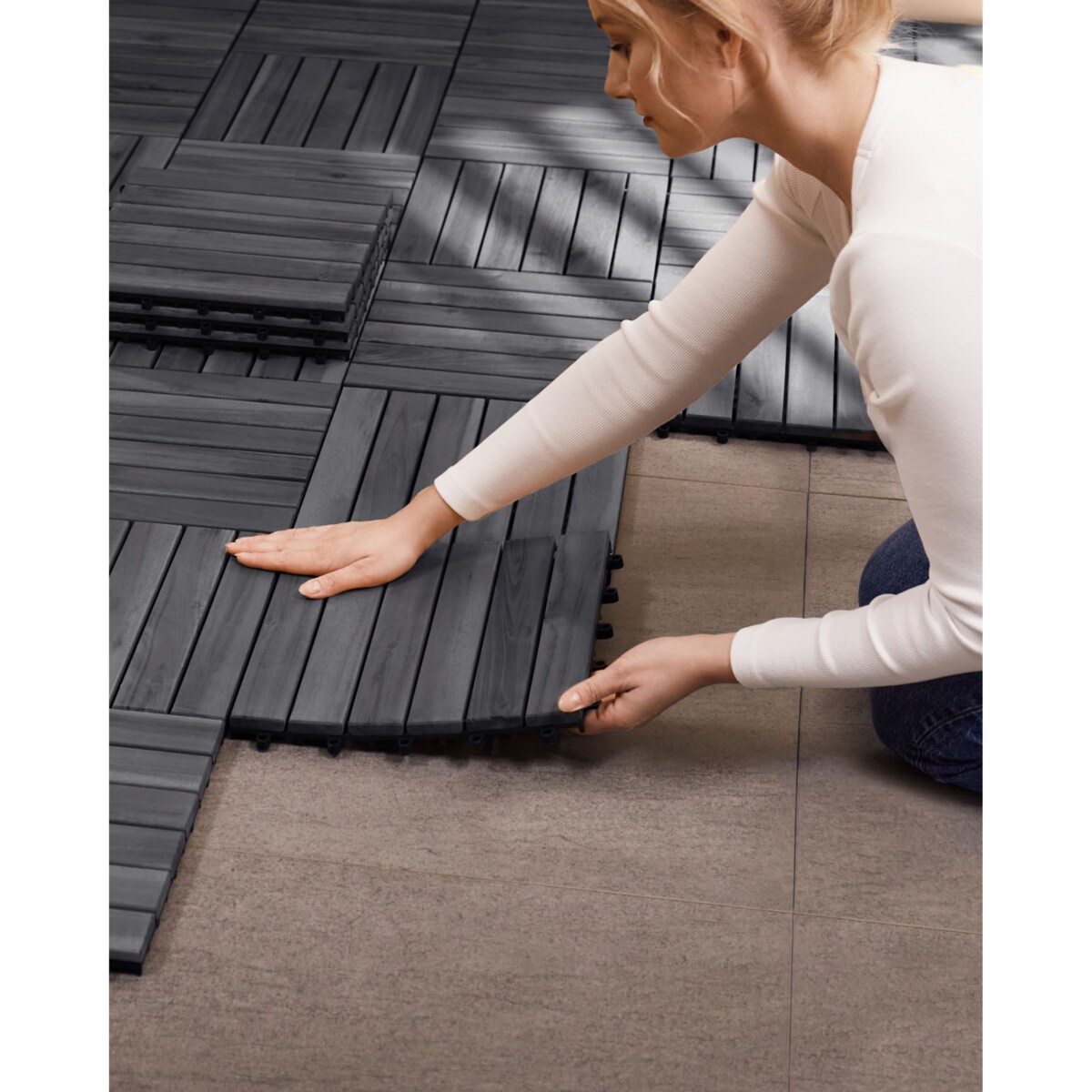 Płytki tarasowe ACCETTURA Certyfikowane drewno akacjowe Szary