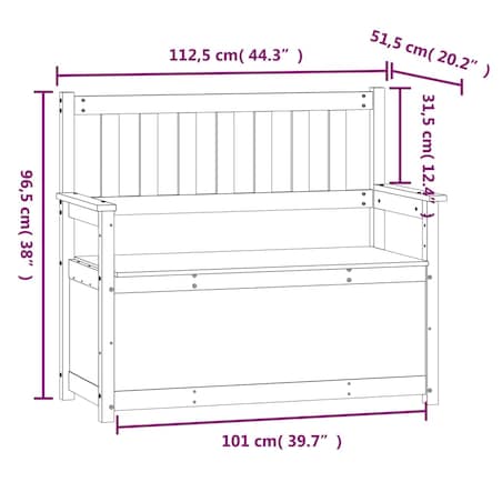 vidaXL Ławka, biała, 112,5x51,5x96,5 cm, lite drewno sosnowe