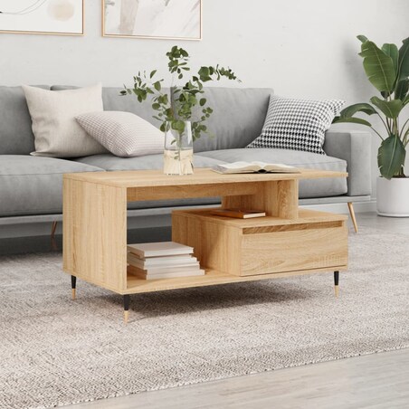 vidaXL Stolik kawowy, dąb sonoma 90x49x45 cm, materiał drewnopochodny