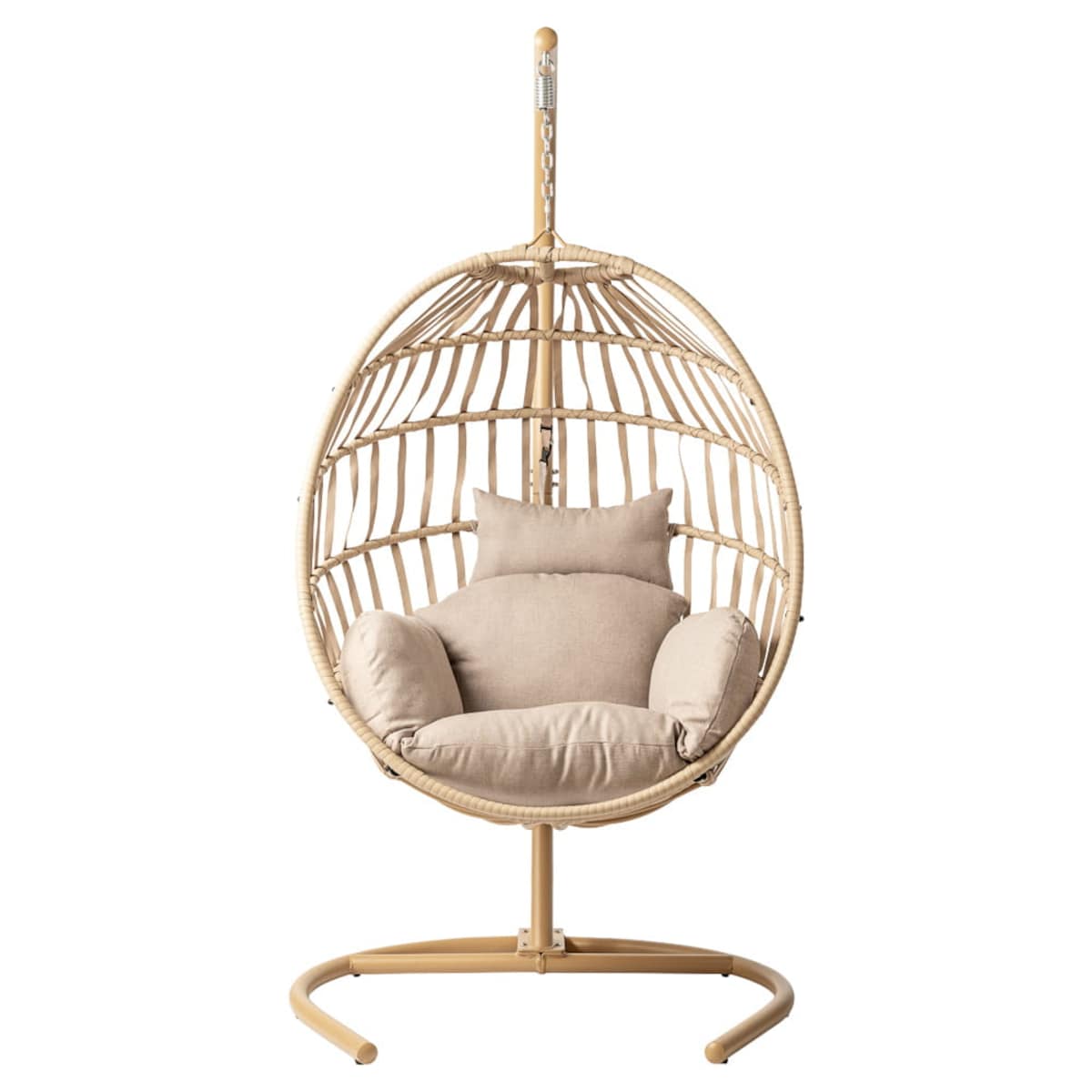 Fotel wiszący ogrodowy beżowy Vico z poduszką