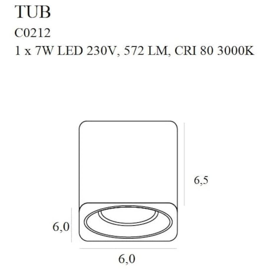 Salonowy spot TUB C0212 Maxlight LED 7W 3000K metalowy czarny