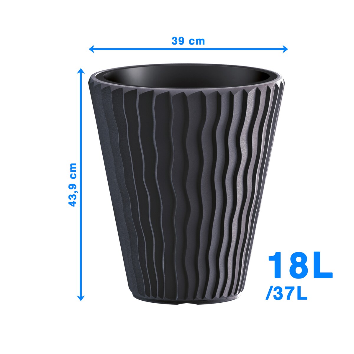 Doniczka Donica Ogrodowa 39 Cm Okrągła Na Taras Do Ogrodu Domu Antracytowa