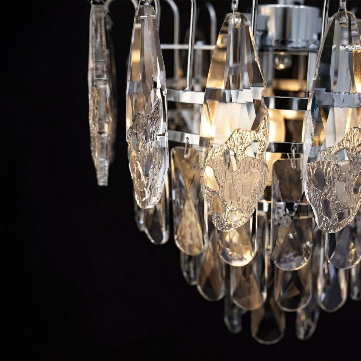 Lampa Sufitowa Wisząca Swe077-Cp 30Cm Chrom, Szkło, Metal, Tkanina