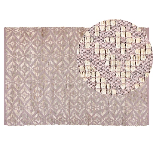 Dywan bawełniany 140 x 200 cm beżowy z różowym GERZE