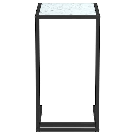 vidaXL Komputerowy stolik boczny, biały marmur, 50x35x65 cm