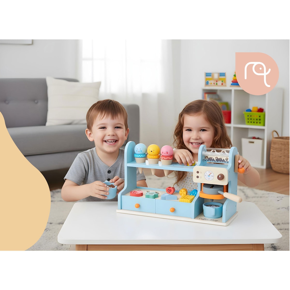 Drewniana kawiarnia lodziarnia Nukido NK-880 ekspres zabawka dla dzieci zestaw 788000