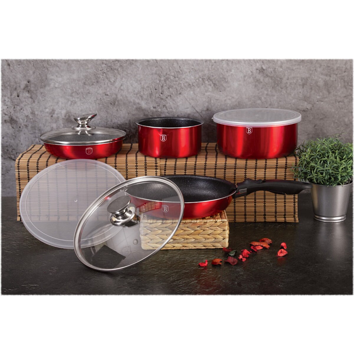 Zestaw 9 elementów garnki, patelnie, akcesoria Berlinger Haus BH-6145