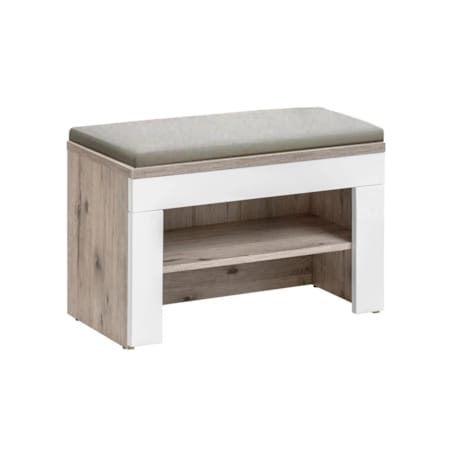 Szafka na buty z siedziskiem GUSTAVO dąb wellington/biała połysk