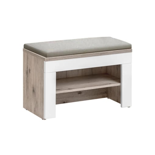 Szafka na buty z siedziskiem GUSTAVO dąb wellington/biała połysk