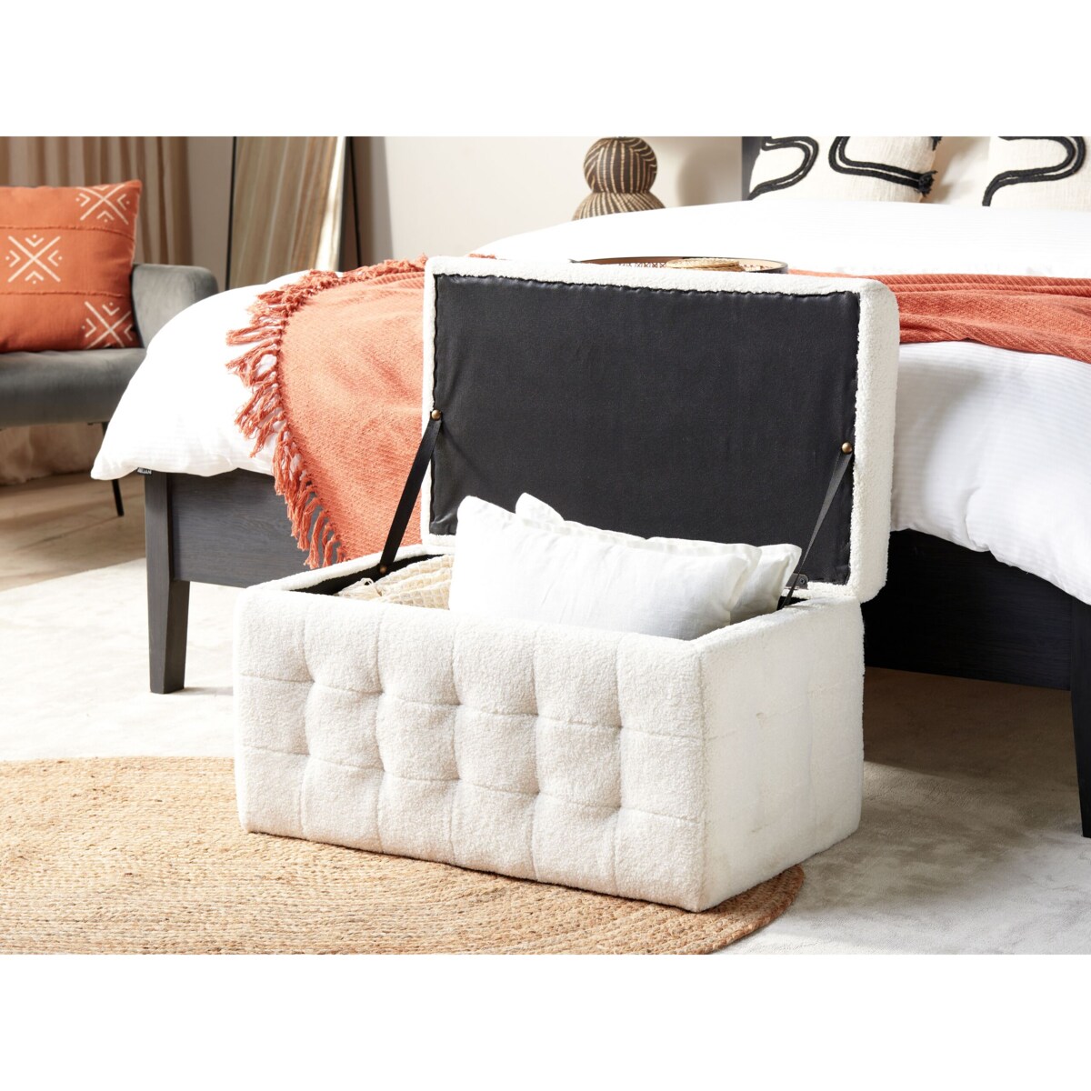 Puf ze schowkiem boucle biały MICHIGAN