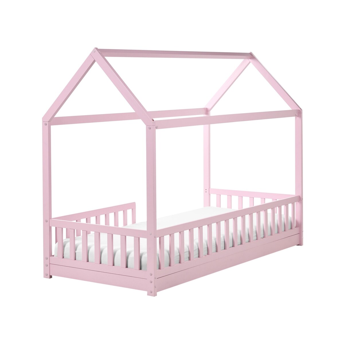 Łóżko dziecięce Domek Drewno sosnowe COSSAYE 90 x 200 cm Pastelowy róż