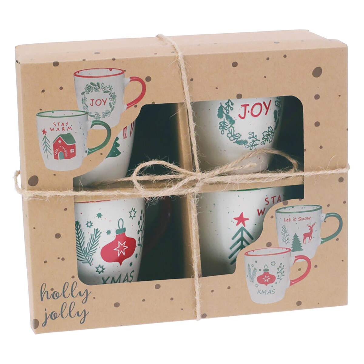 Zestaw Kubków Świątecznych Kamionkowy 4 X 200 Ml