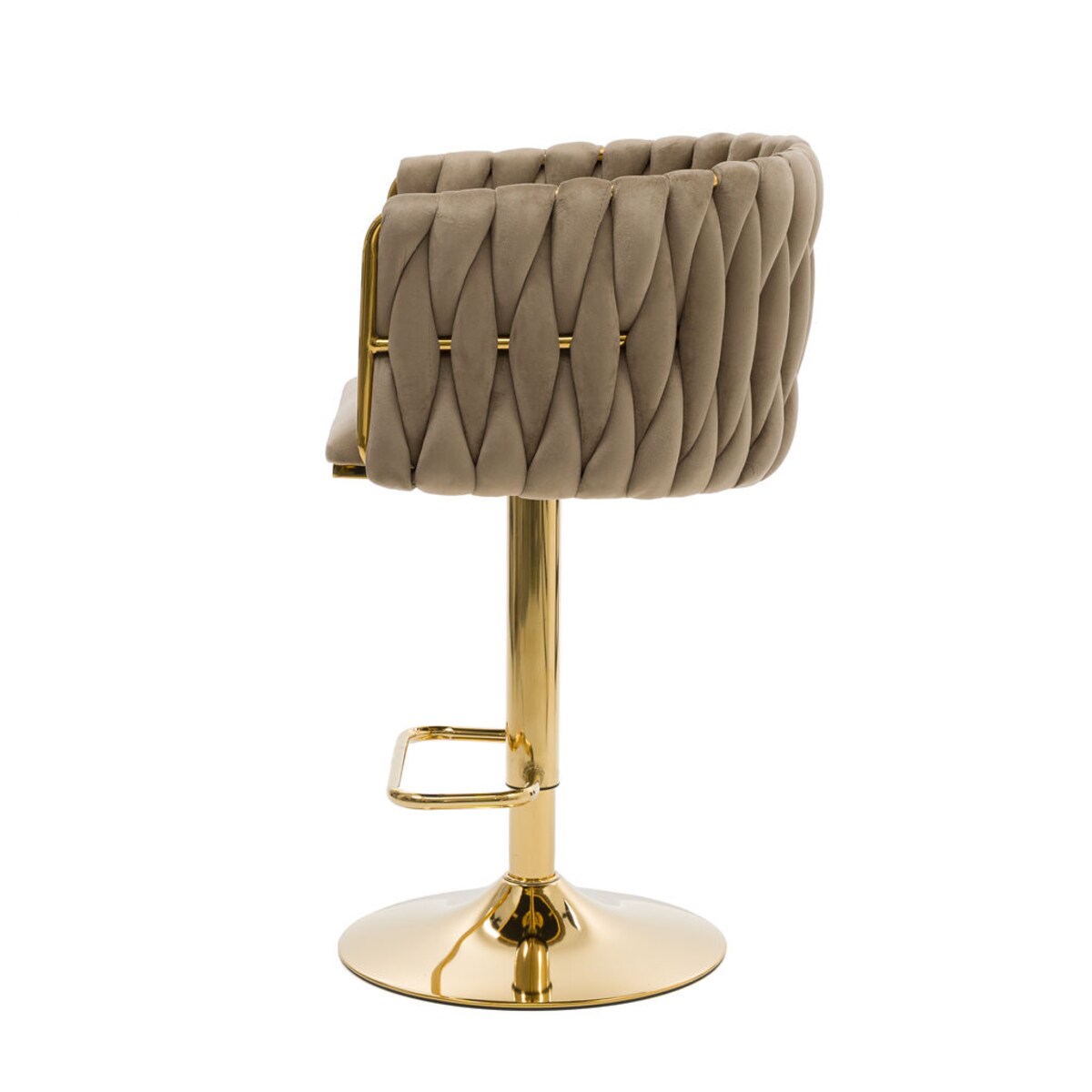 Hoker do kuchni krzesło regulowane do jadalni plecione oparcie ROSA GOLD