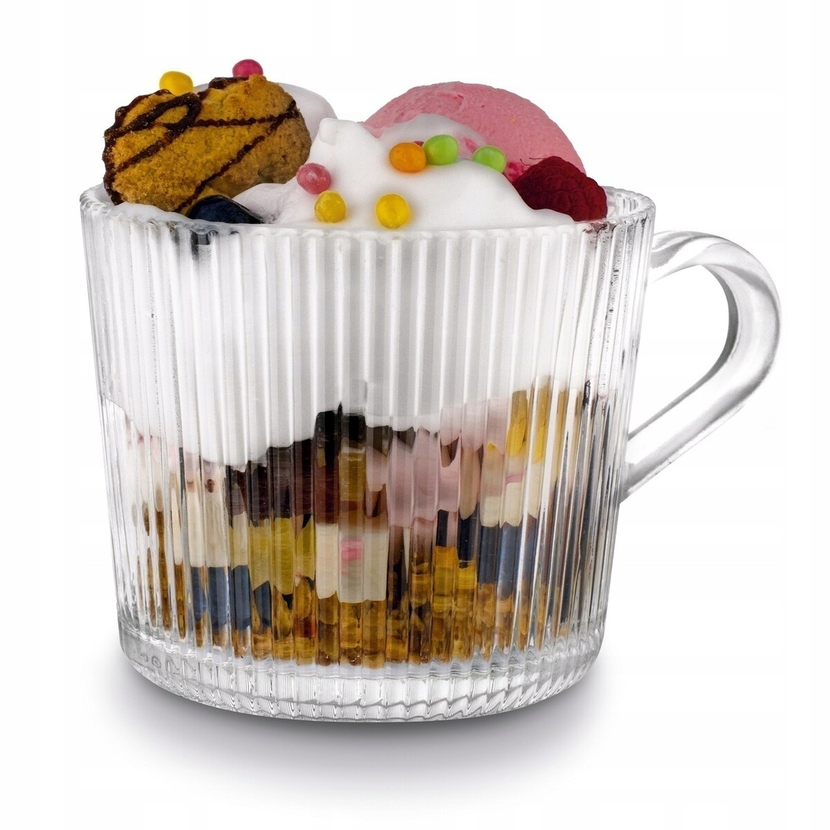 2x 400 ml KUBEK FILIŻANKA szklanka w paski na herbatę kawę latte desery