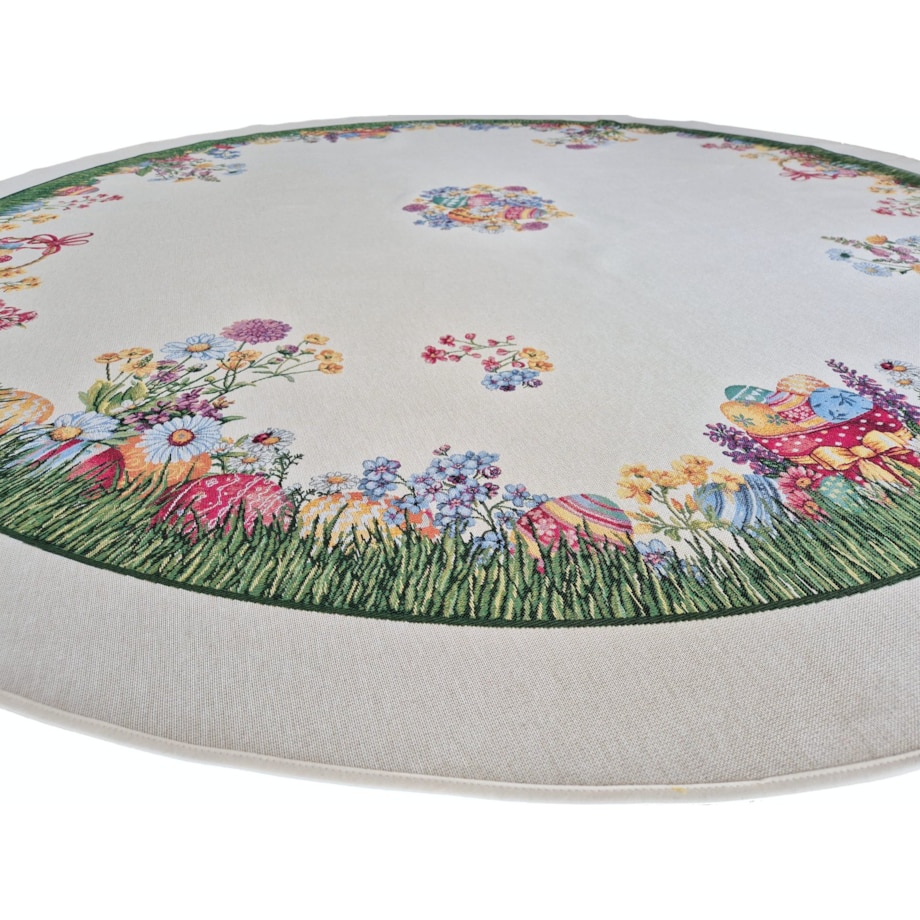 Obrus Wielkanocny 180 Cm Na Stół Ozdobny Dekoracyny Okrągły