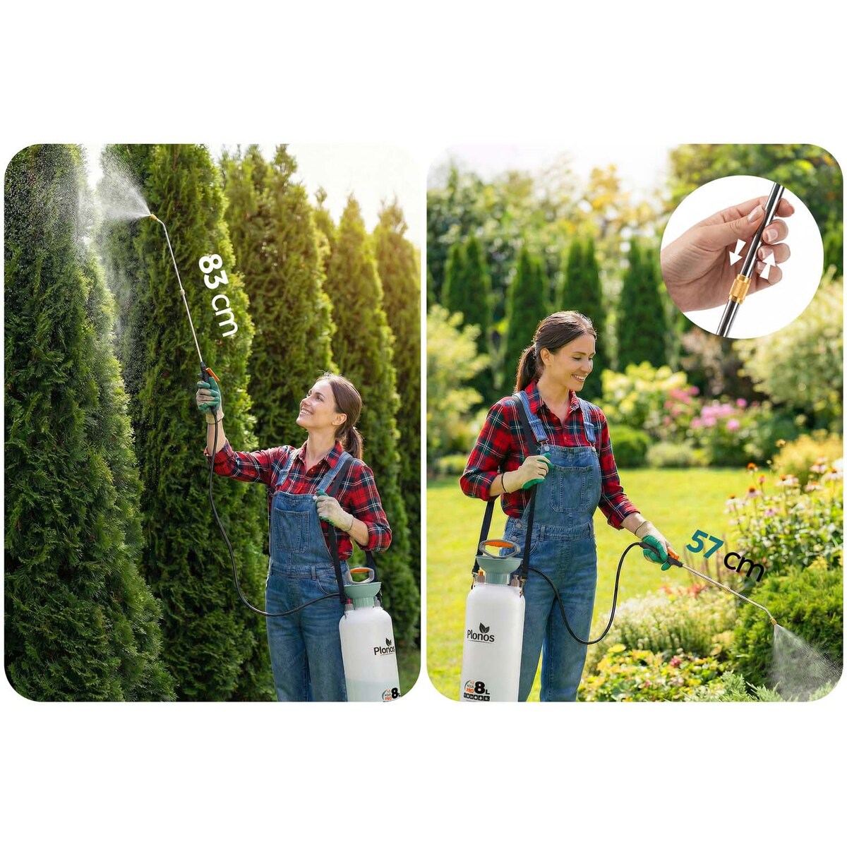 Opryskiwacz ciśnieniowy ręczny Plonos PL-606 duży 8l ogrodowy regulowana lanca dysza